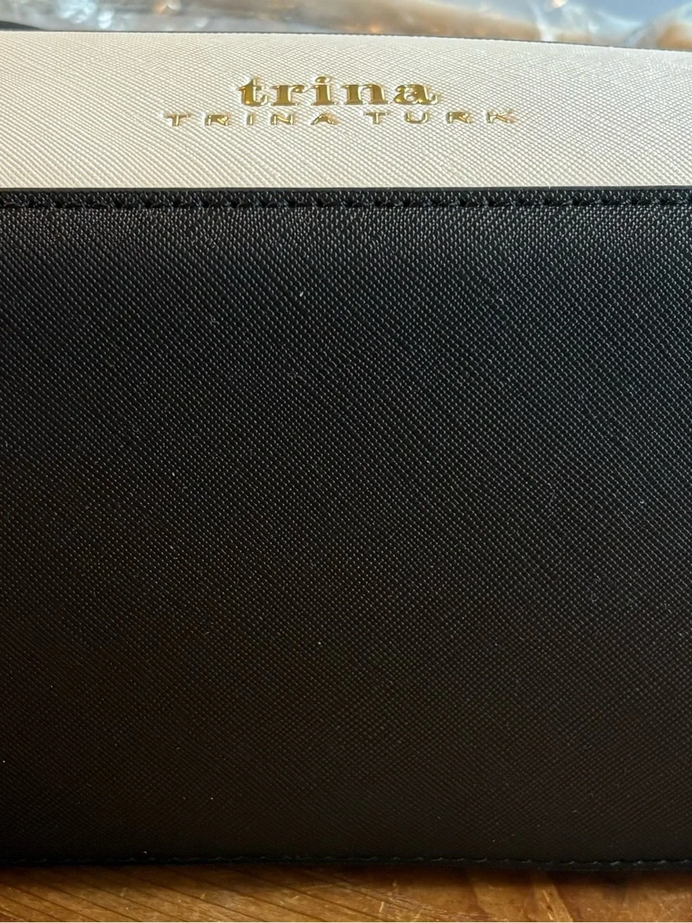 Trina Turk Black and Cream Two-Tone Satchel